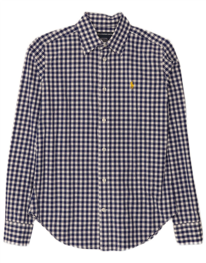 Camicia da donna Ralph Lauren US 6 cotone a quadretti blu medio