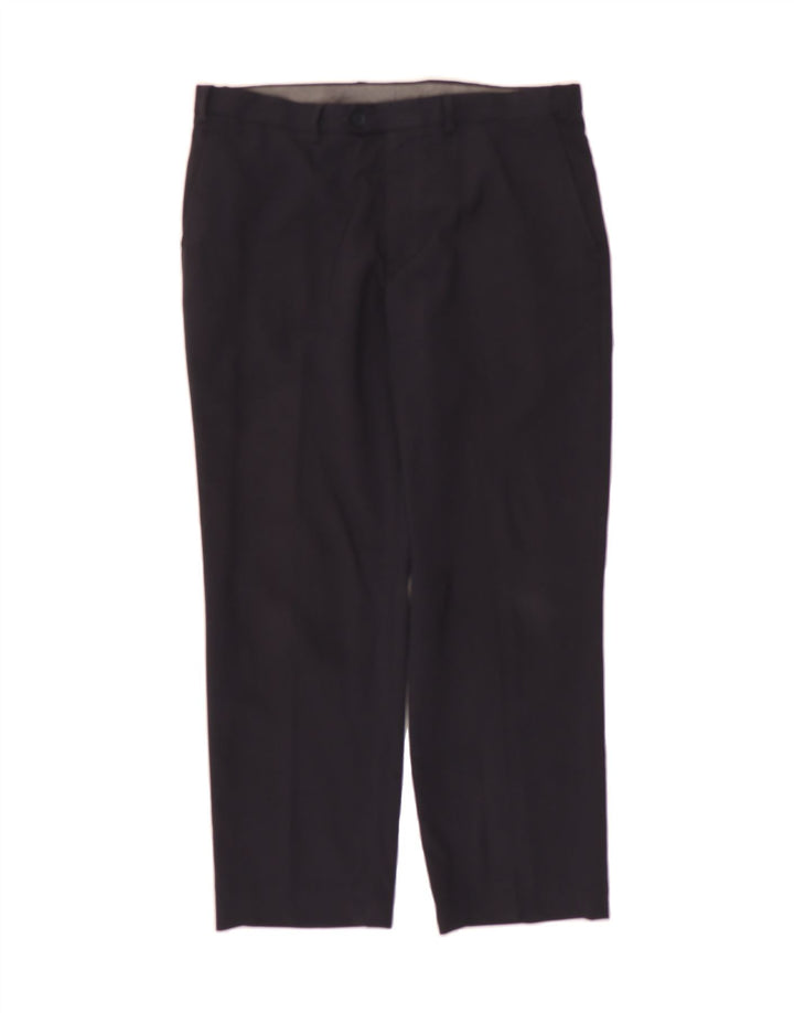MARKS & SPENCER Mens Regular Fit Suit Trousers W36 L31 Navy Blue Polyester Vintage Marks & Spencer and Second-Hand Marks & Spencer from Messina Hembry 