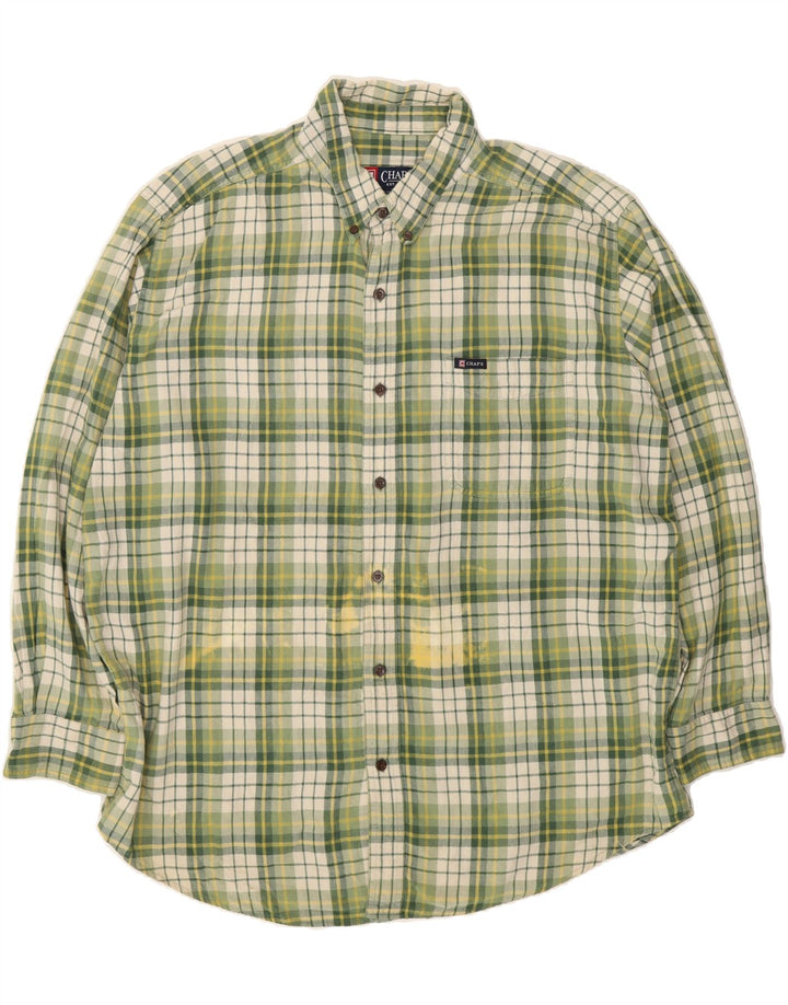 CHAPS Mens Big & Tall Flannel Shirt XL Green Check Cotton Vintage Chaps and Second-Hand Chaps from Messina Hembry 