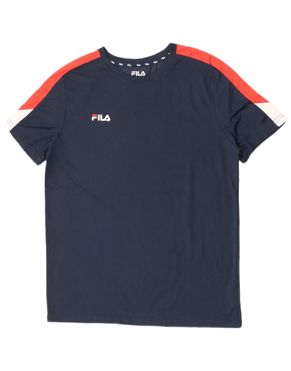 Maglietta da uomo Fila Top Large in poliestere color block blu navy