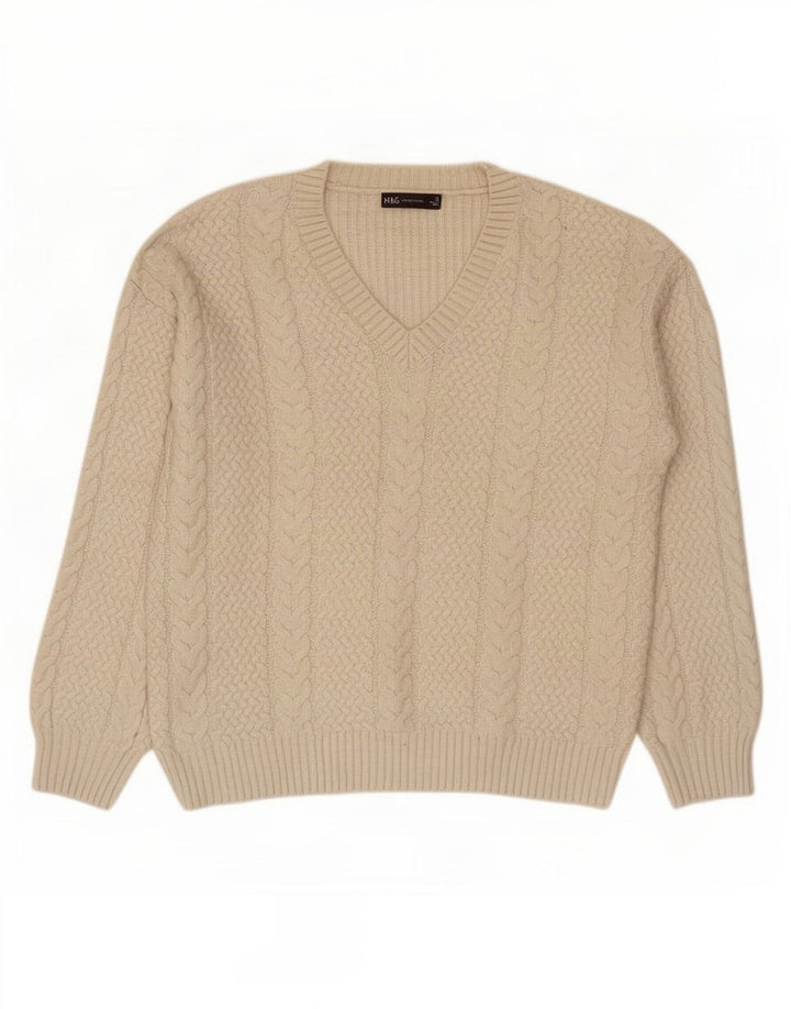 Maglione maglione con scollo a V da donna Marks & Spencer UK 14 medio bianco sporco