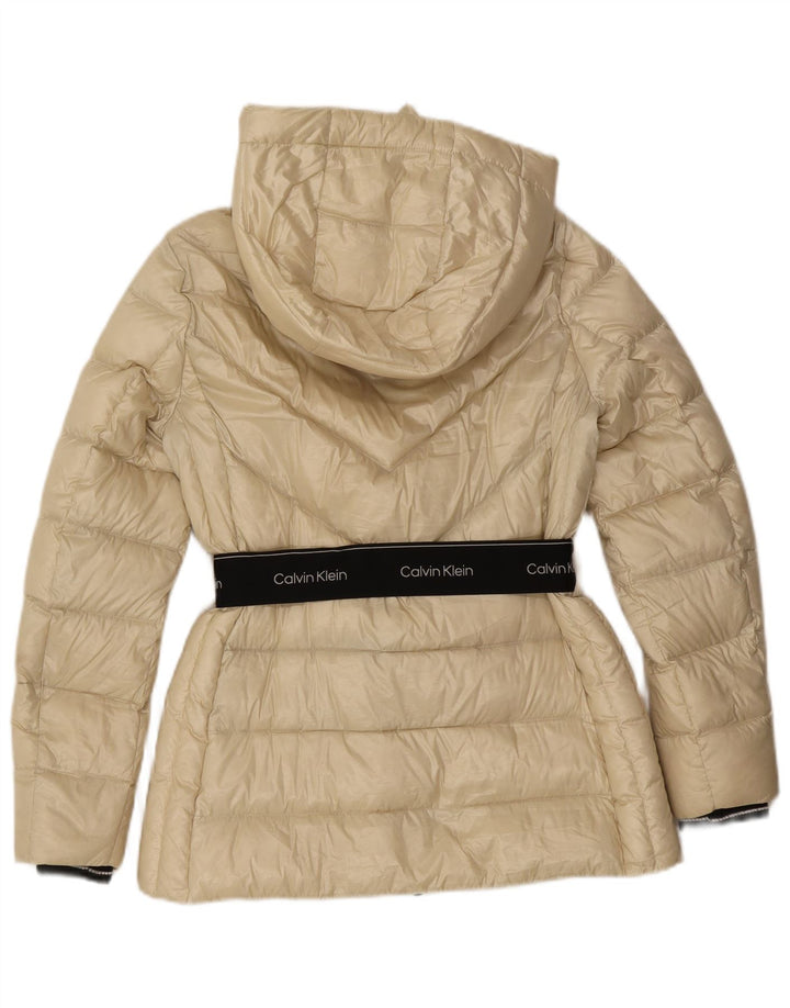Giacca imbottita grafica da donna Calvin Klein UK 10 Small Off White Colourblock