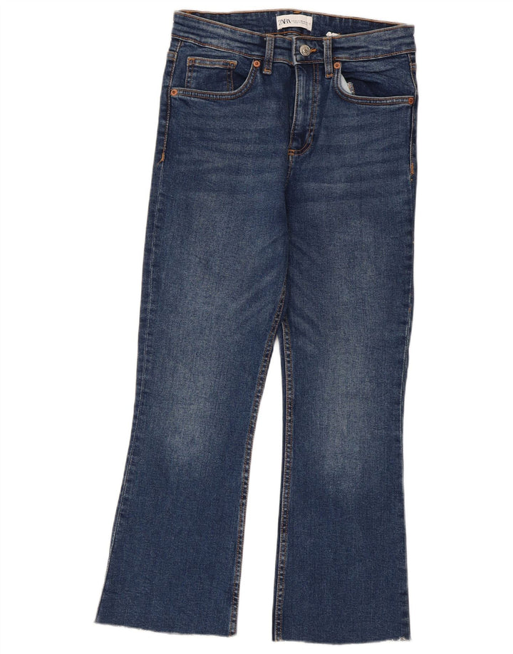 Jeans svasati corti da donna Zara EU 38 piccoli W28 L24 cotone blu