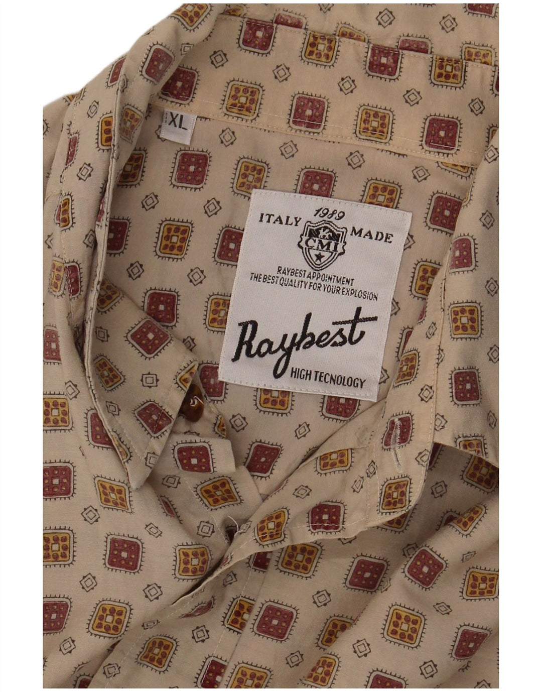 Camicia da uomo Raybest XL Beige geometrica