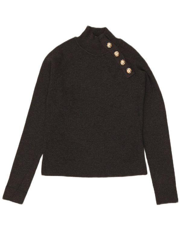 Maglione corto a collo alto da donna Zara UK 14 grande viscosa grigia