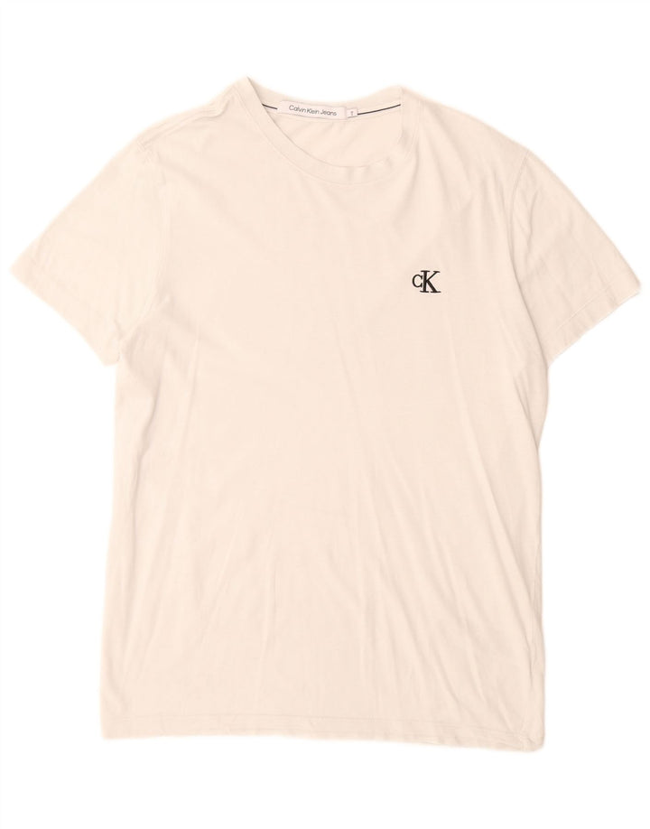 T-shirt da uomo Calvin Klein Jeans Top in cotone bianco medio