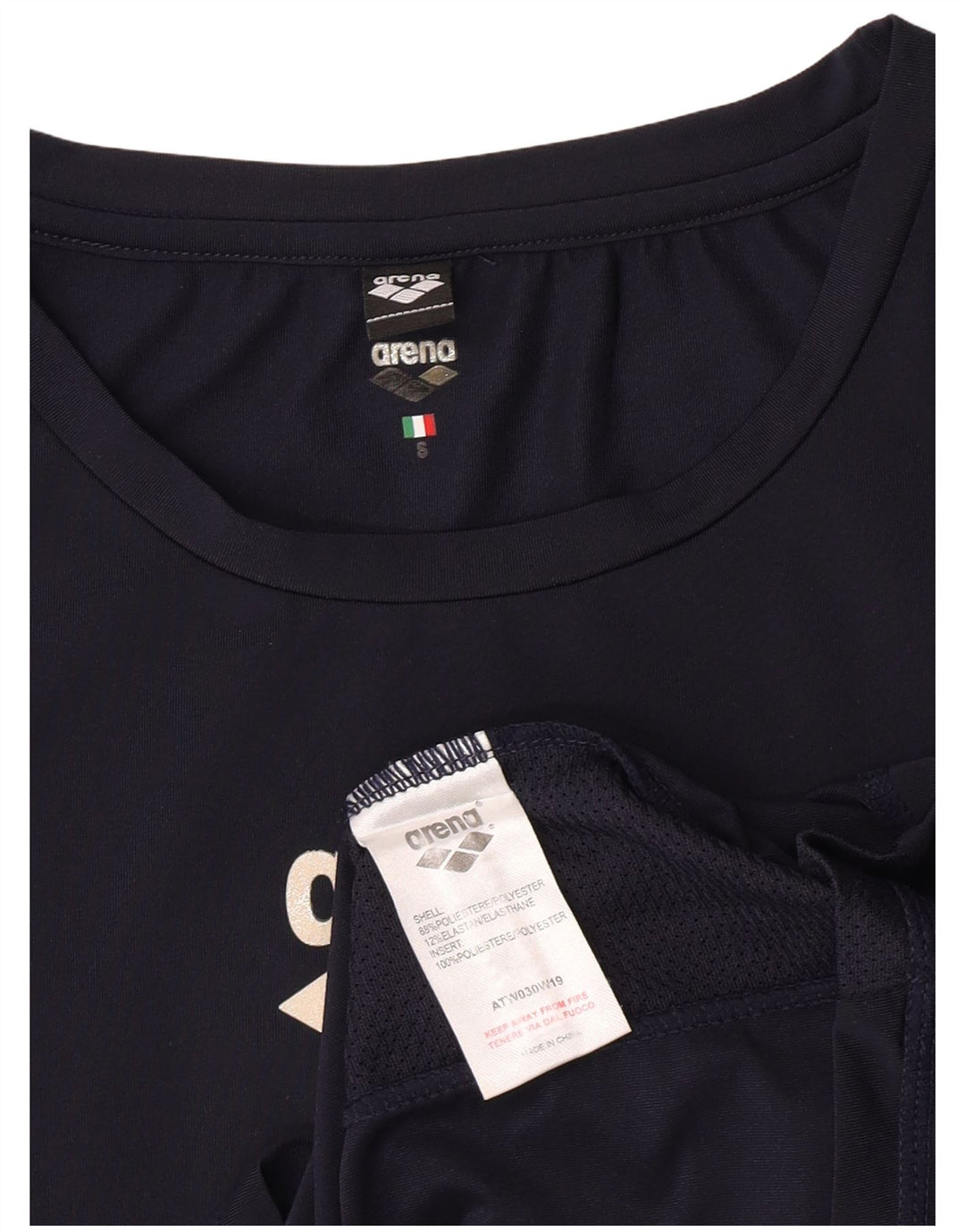 Arena Maglietta grafica da donna Top UK 10 Small Blu Navy Poliestere