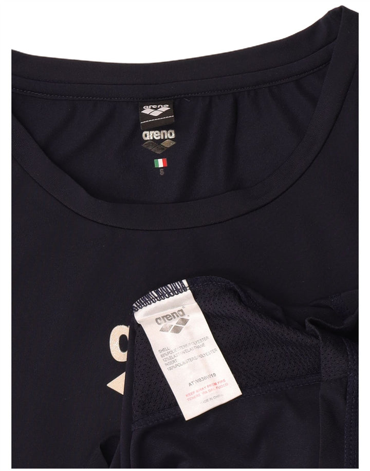 Arena Maglietta grafica da donna Top UK 10 Small Blu Navy Poliestere
