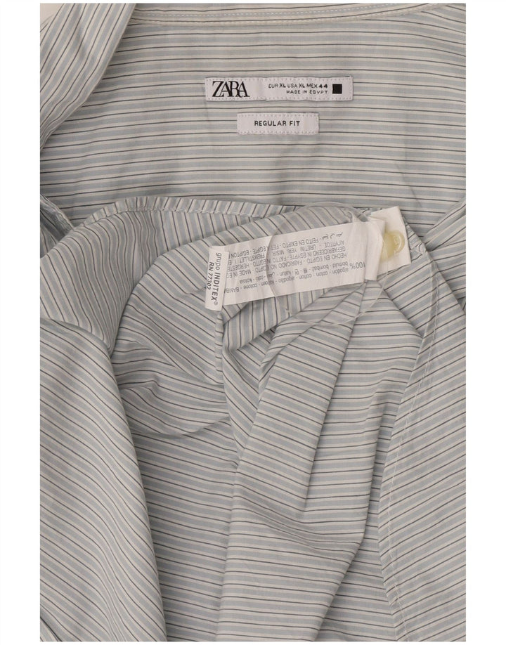 Camicia Zara da uomo vestibilità regolare XL in cotone a righe blu