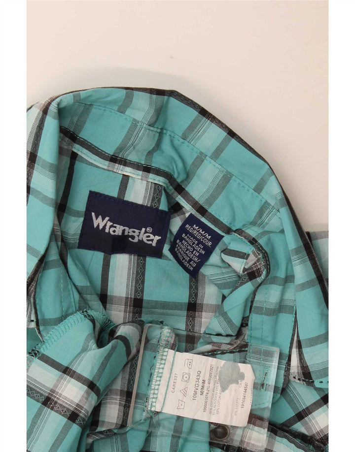 Camicia da uomo Wrangler in cotone a quadri turchese medio