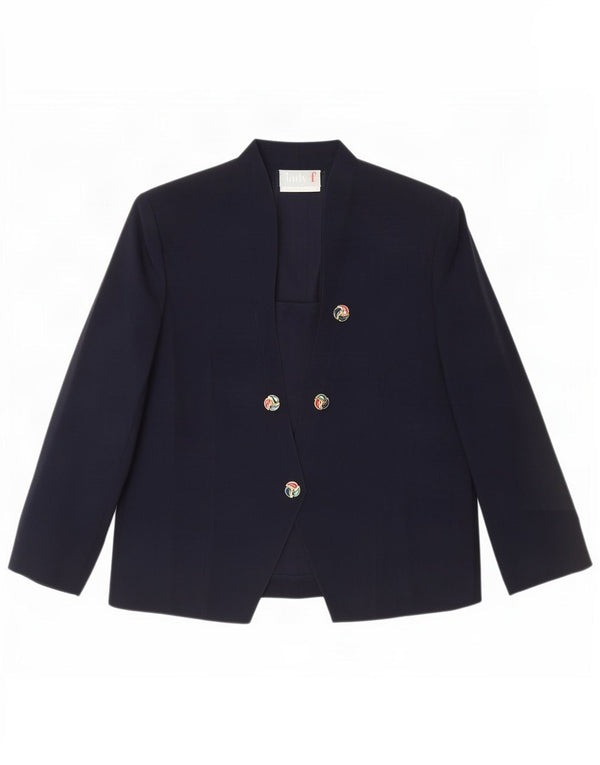 Camicia vintage da donna Top UK 16 grande Blu navy