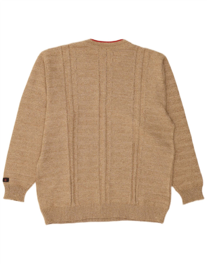 Maglione girocollo da uomo Bueckle IT 50 Cotone a righe beige medio