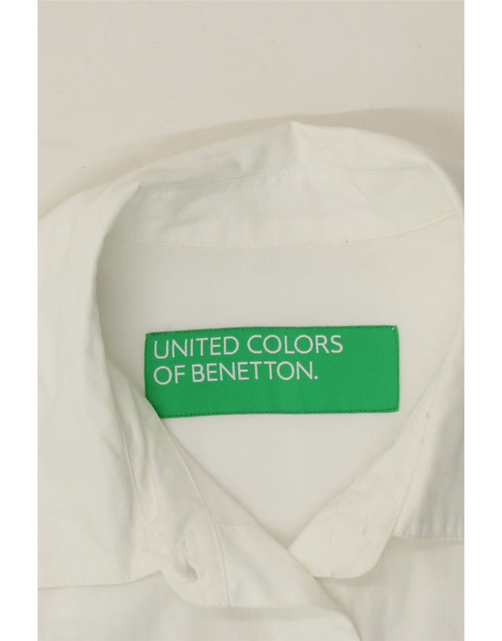 BENETTON Womens Oversized Shirt Dress UK 10 Small White Vintage Benetton and Second-Hand Benetton from Messina Hembry 