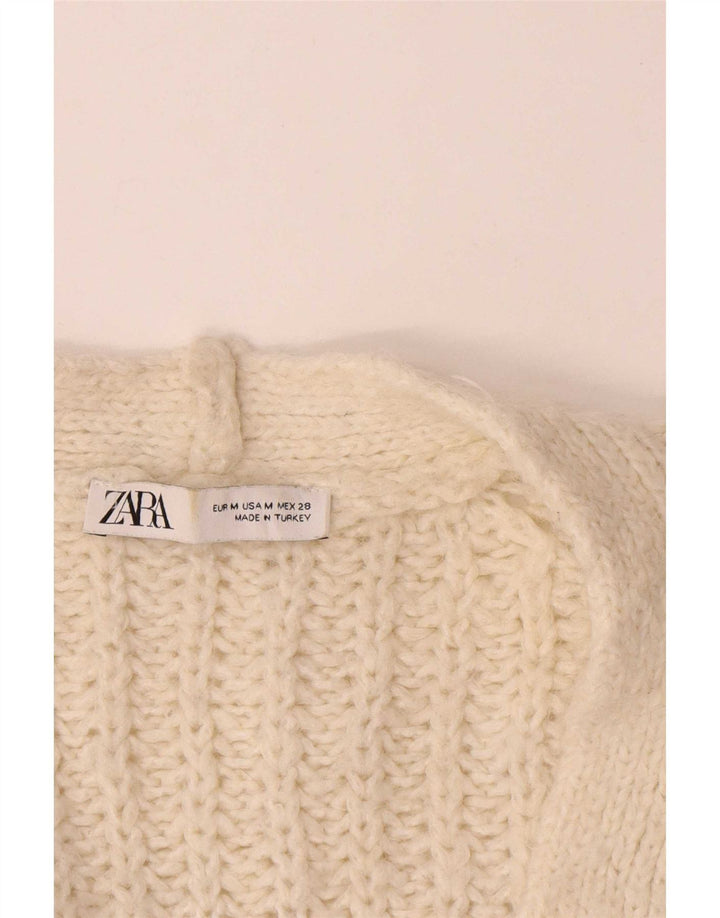 Maglione cardigan aperto oversize da donna Zara UK 14 Acrilico beige medio