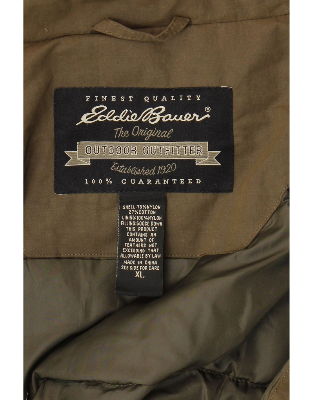 Giacca imbottita da uomo Eddie Bauer UK 42 XL nylon kaki