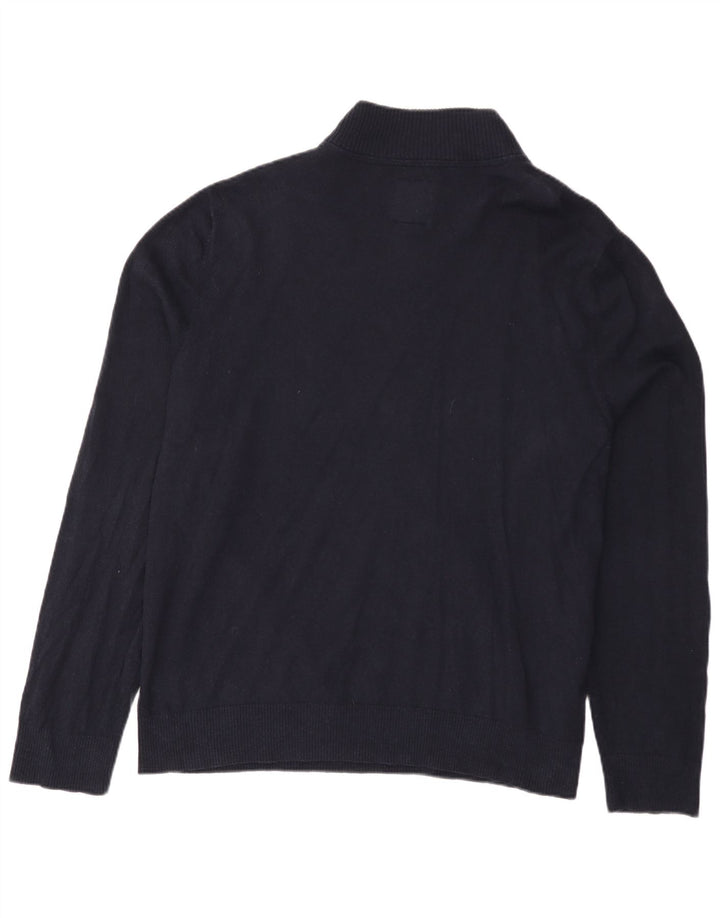 Maglione da uomo con collo con zip FAT FACE 3XL in cotone blu navy