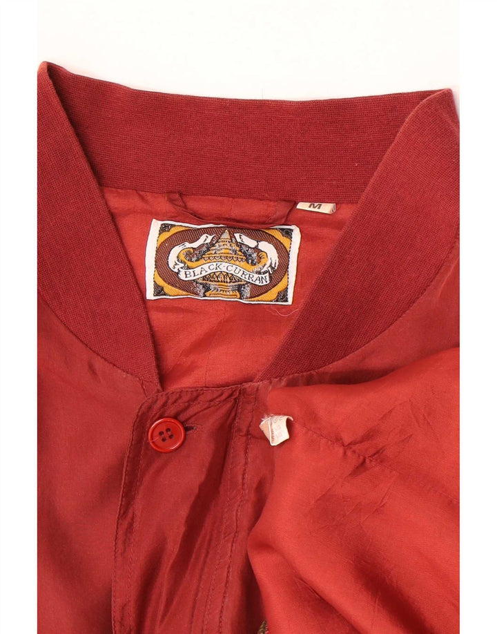 Giubbotto bomber vintage da uomo vestibilità ampia UK 38 seta rossa media