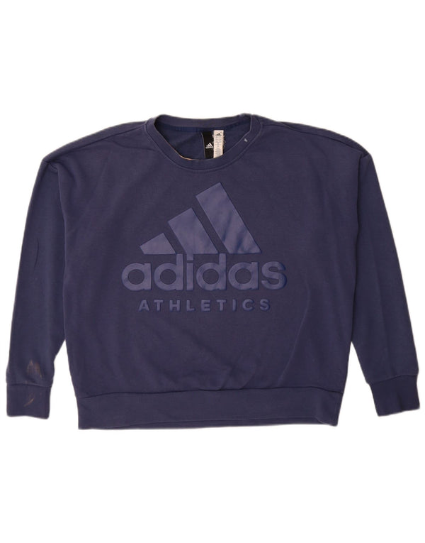 Felpa oversize con grafica Adidas da donna UK 16/18 Large Blu navy