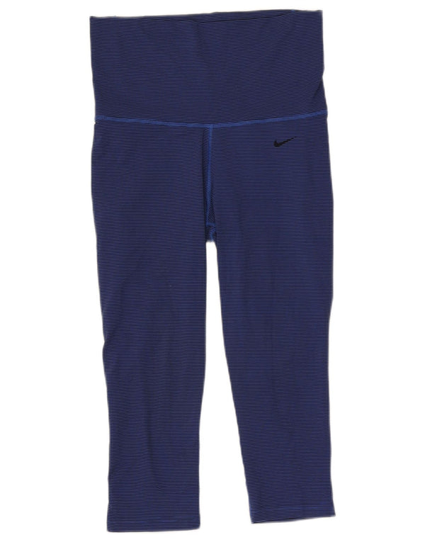 Leggings Capri da donna Dri Fit a vita alta Nike UK 10 piccolo gessato blu