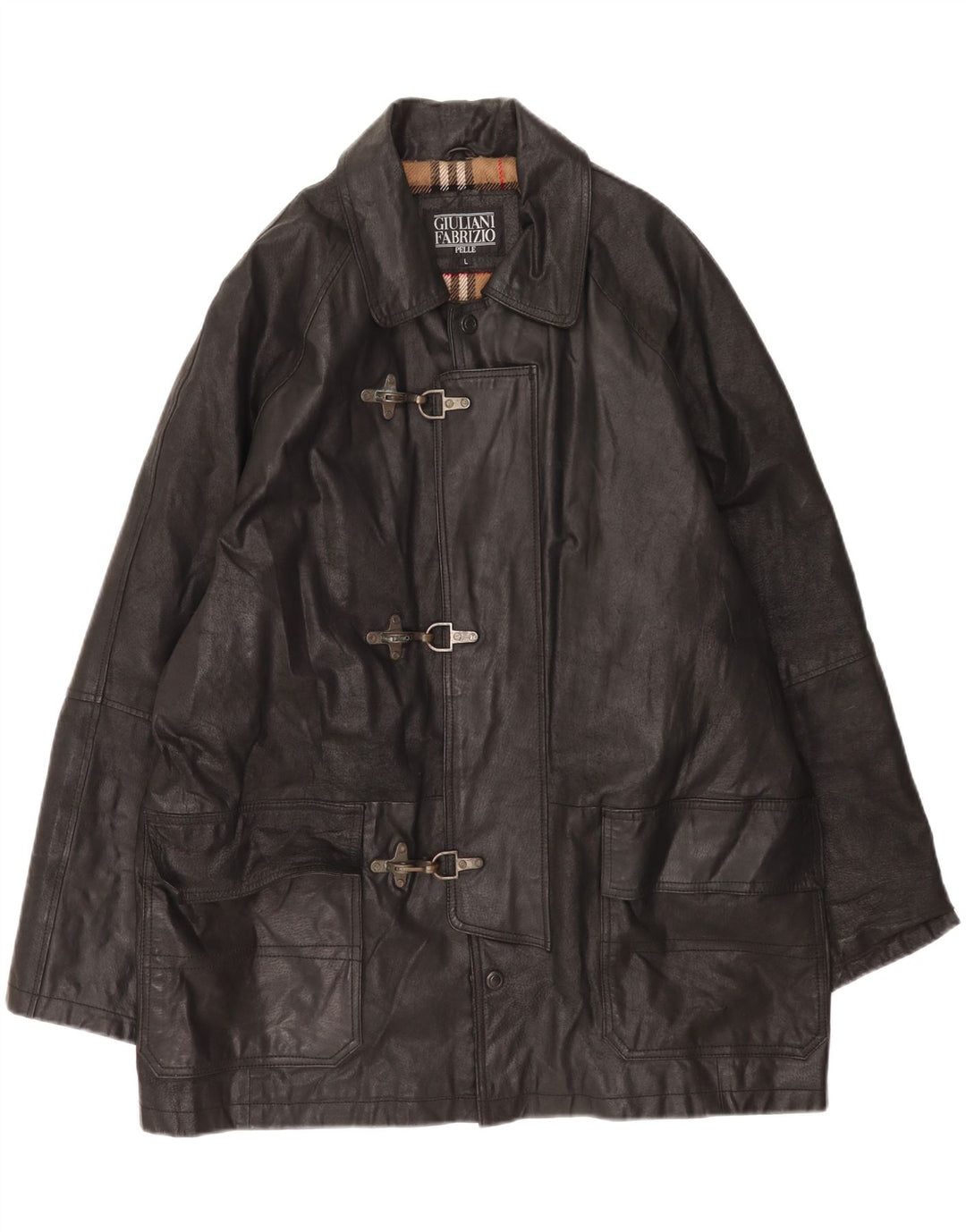 Giubbotto in pelle da uomo Giulia Galanti Duffle UK 40 Large in pelle nera