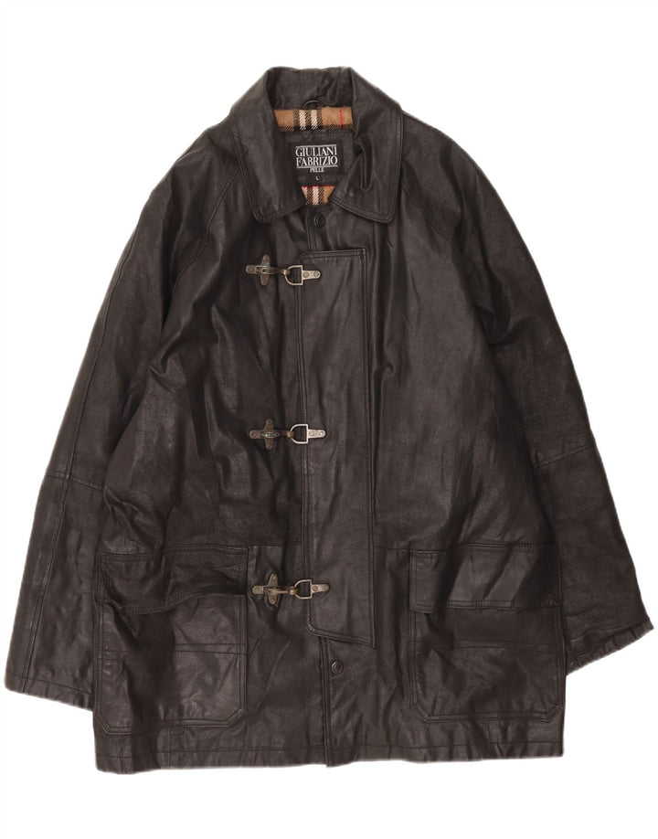 Giubbotto in pelle da uomo Giulia Galanti Duffle UK 40 Large in pelle nera