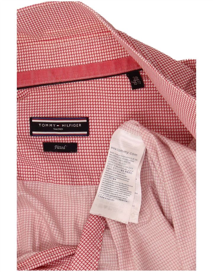 Camicia sartoriale da uomo Tommy Hilfiger taglia 39 15 1/2 pied de poule rosso medio