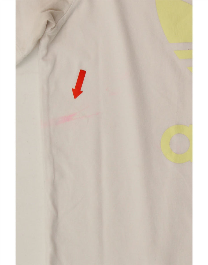 ADIDAS Womens Graphic T-Shirt Top UK 12 Medium White Cotton Vintage Adidas and Second-Hand Adidas from Messina Hembry 
