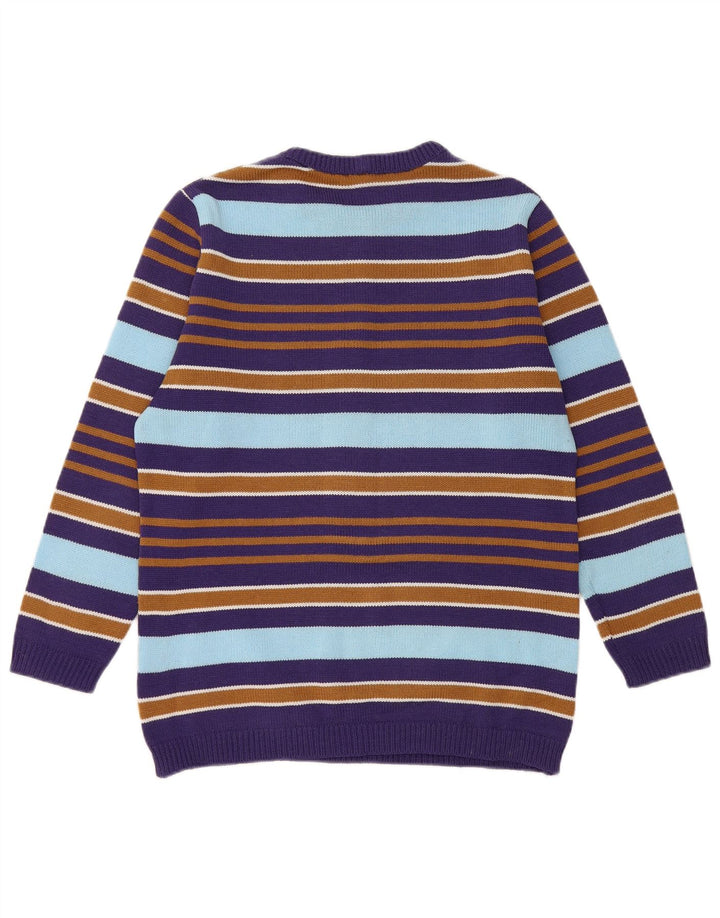 Maglione vintage da donna girocollo IT 42 a righe viola medio