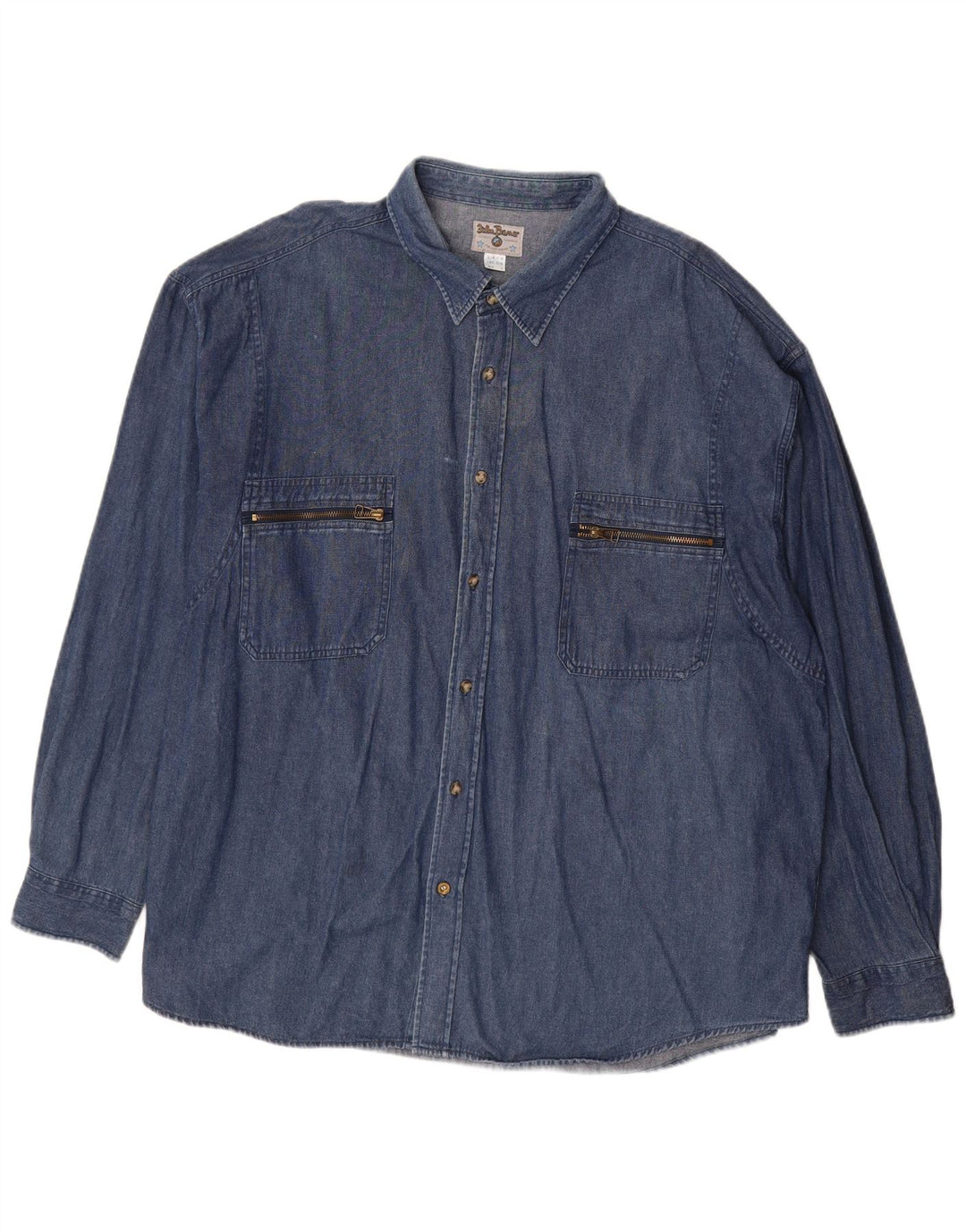 JOHN BANER Camicia di jeans da uomo taglia 18 2XL cotone blu navy