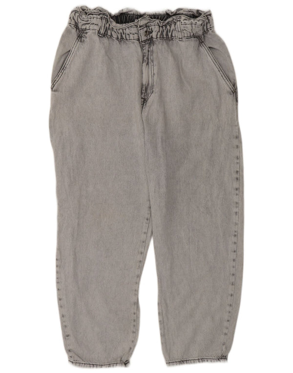 Jeans corti a vita alta da donna Zara vestibilità ampia EU 44 XL W34 L25 Grigio