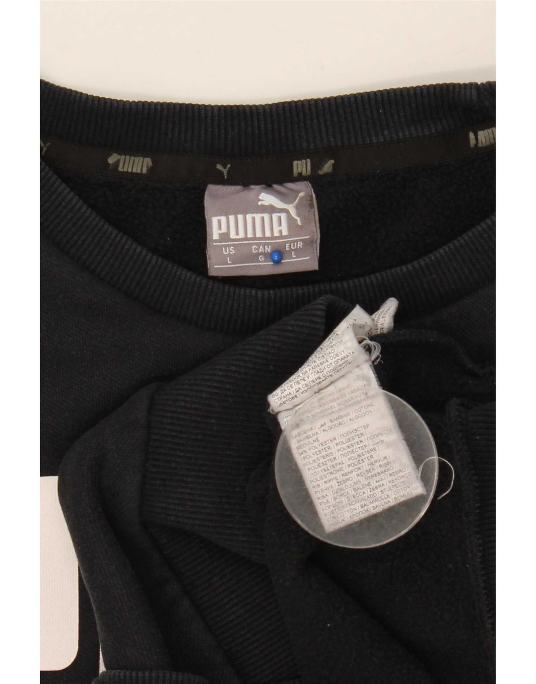 Felpa grafica da uomo Puma Maglione grande in cotone nero