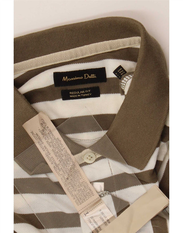 Polo da uomo Massimo Dutti in cotone a righe grandi marroni