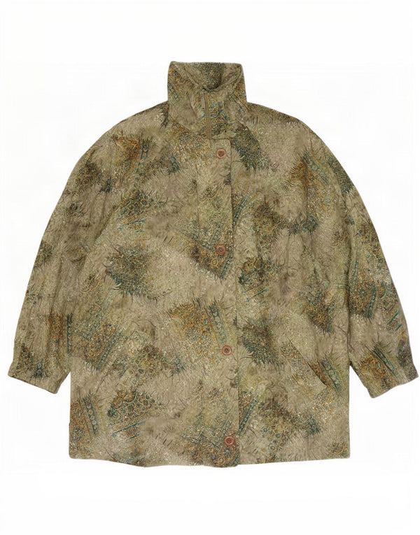 Cappotto vintage da donna a vento UK 20 2XL Poliestere floreale verde