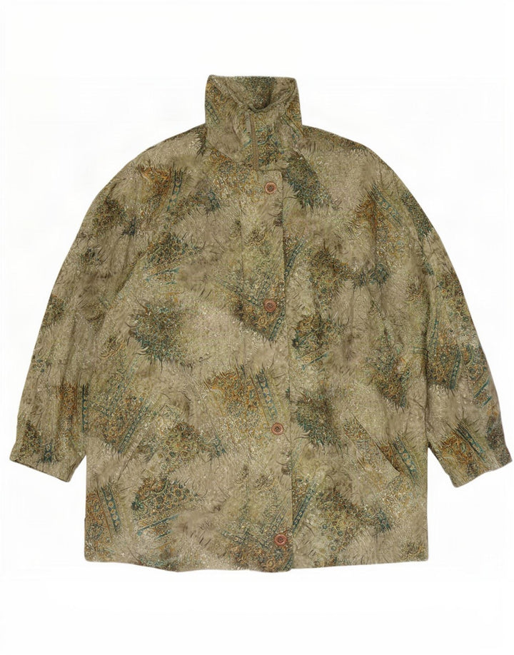 Cappotto vintage da donna a vento UK 20 2XL Poliestere floreale verde