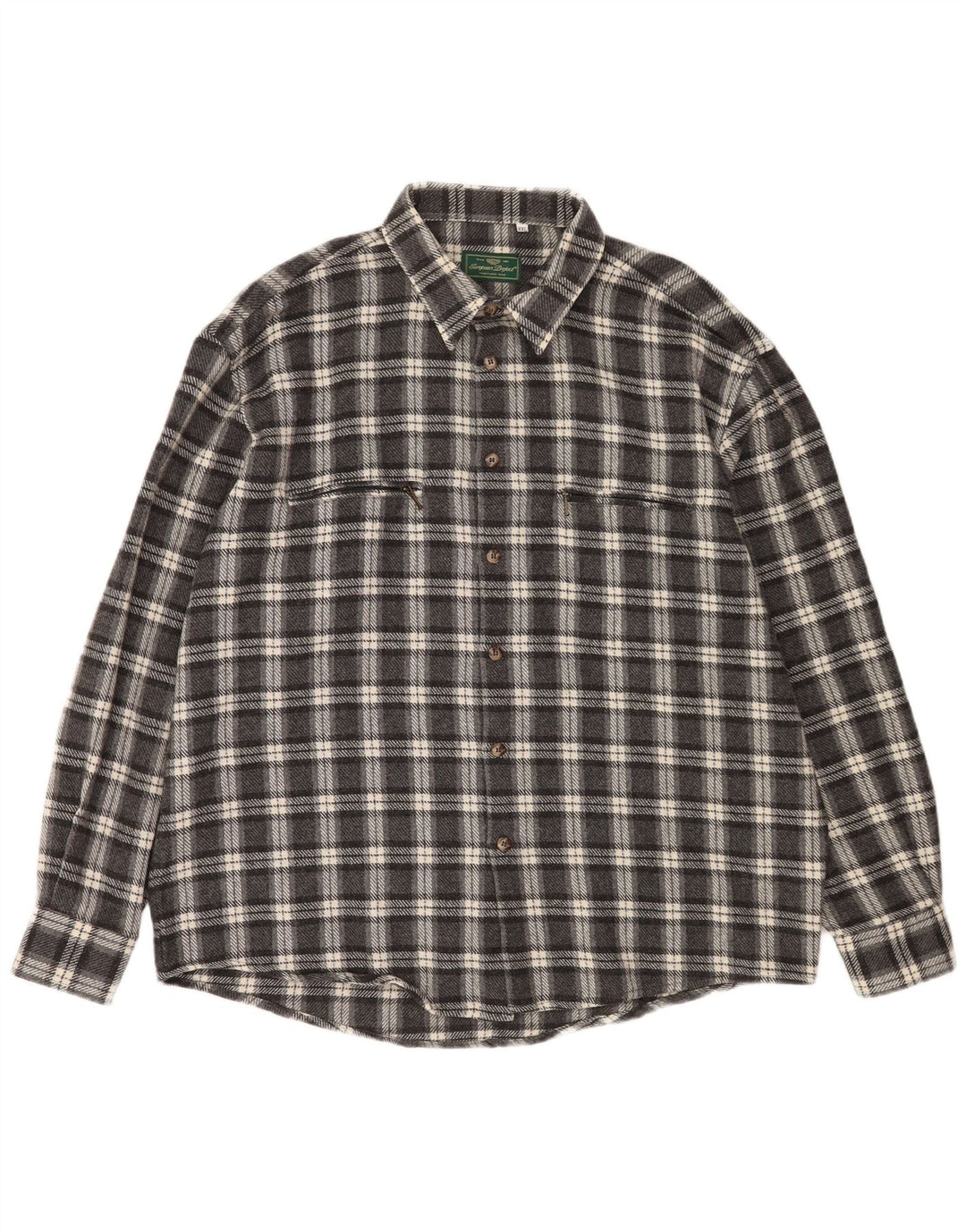 Camicia in flanella da uomo del progetto europeo 2XL lana a quadri grigia