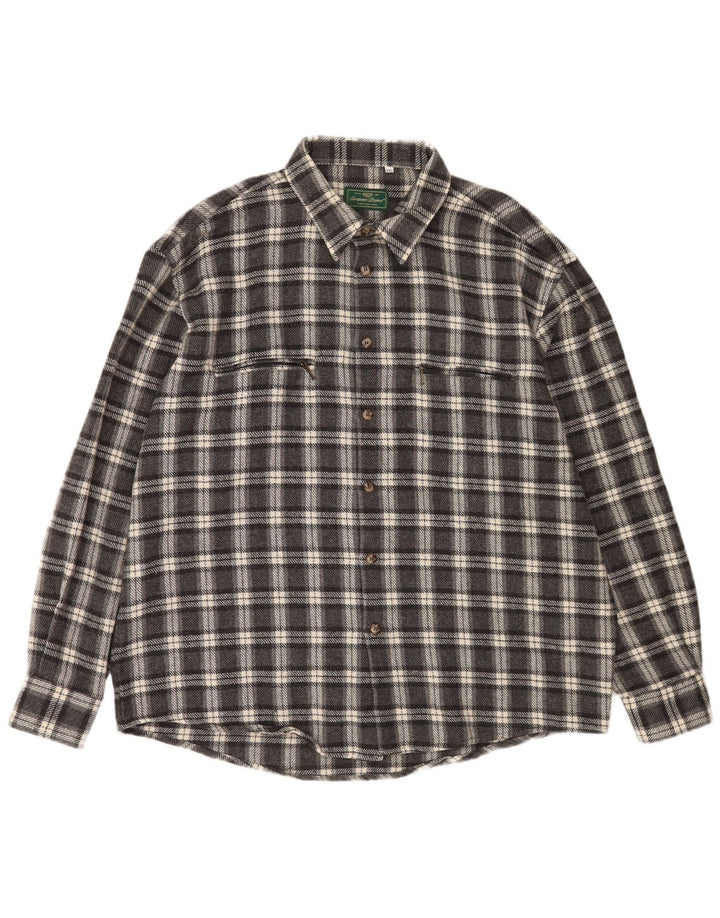 Camicia in flanella da uomo del progetto europeo 2XL lana a quadri grigia