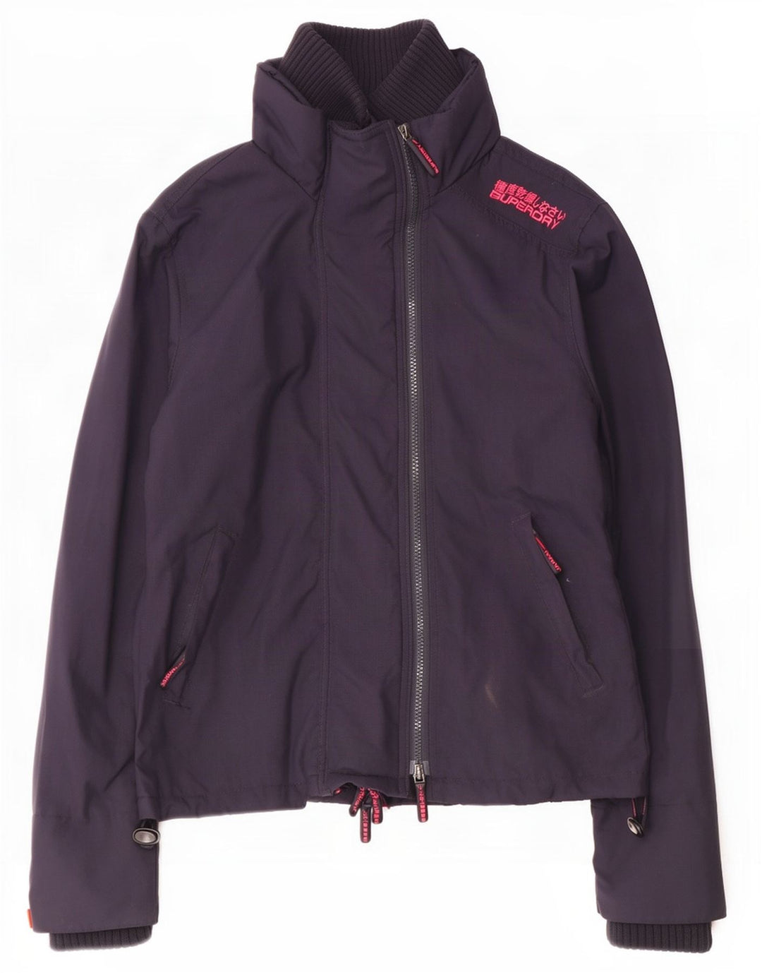 Giacca antipioggia da donna Superdry UK 14 nylon blu navy medio