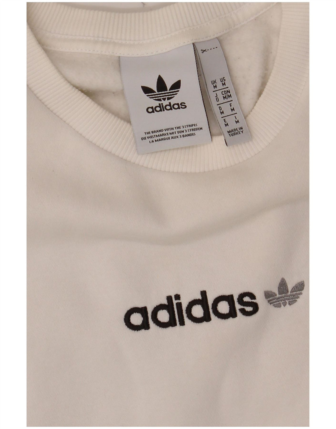 ADIDAS Mens Graphic Sweatshirt Jumper Medium White Cotton