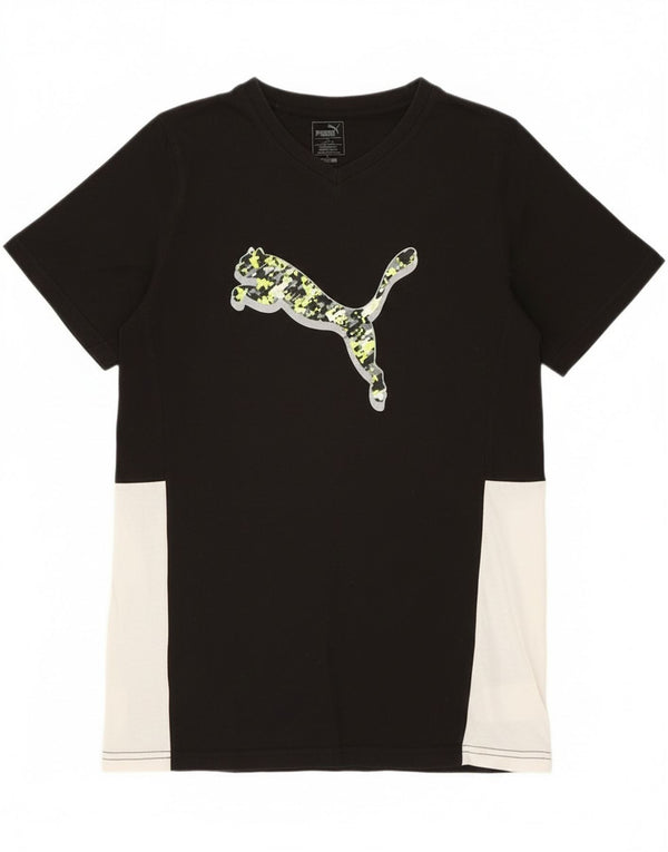 Maglietta grafica Puma da ragazzo, 13-14 anni, XL, in cotone color block nero