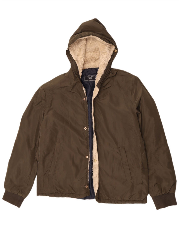 Giubbotto bomber con cappuccio da uomo Zara UK 44 2XL poliestere kaki