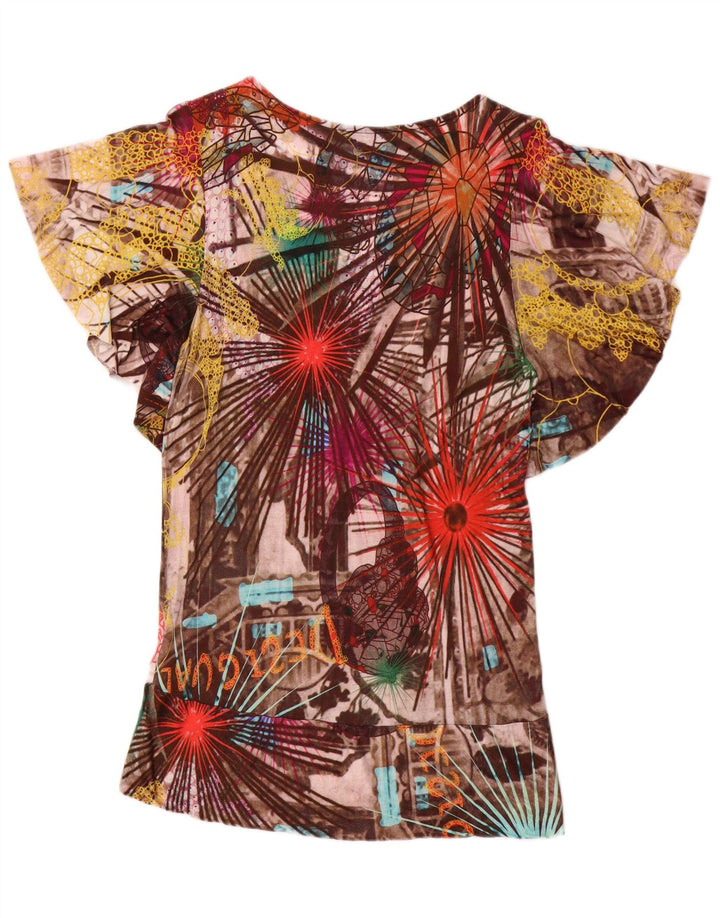 Desigual Donna Camicetta Top UK 18 XL Patchwork in viscosa multicolore