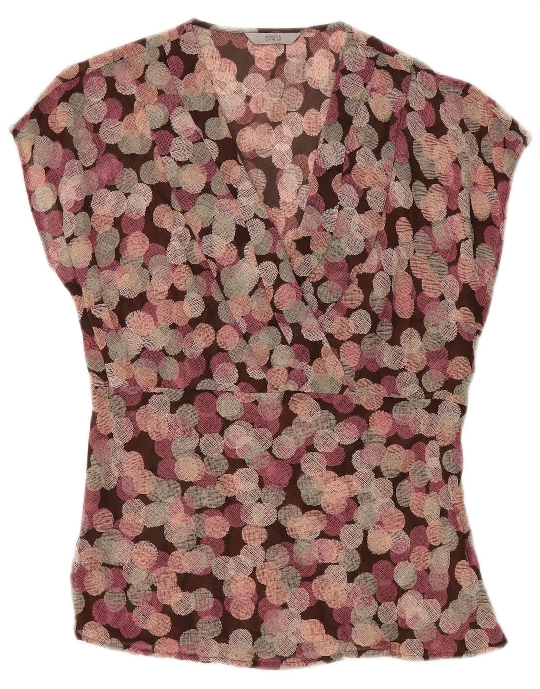 MARKS & SPENCER Camicetta senza maniche da donna UK 12 Viola medio geometrico