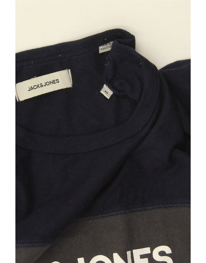 Jack & Jones T-shirt grafica da uomo Top in cotone color block grigio medio