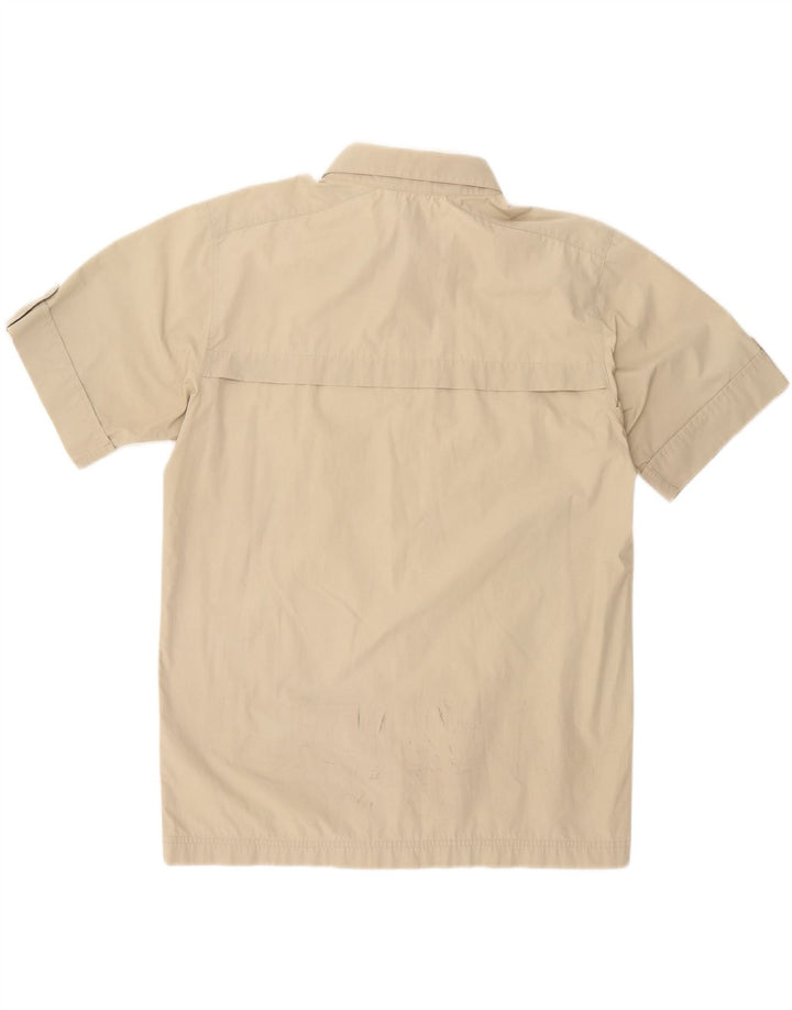 ADIDAS Mens Short Sleeve Shirt Medium Beige Polyester