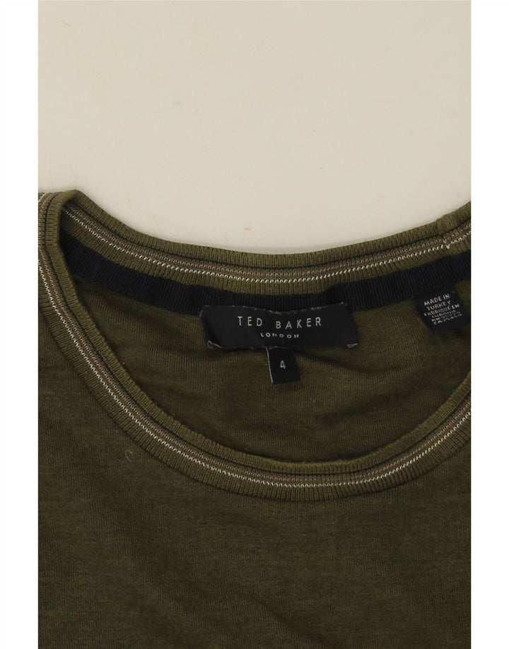 T-shirt da uomo Ted Baker taglia 4 grande in cotone kaki