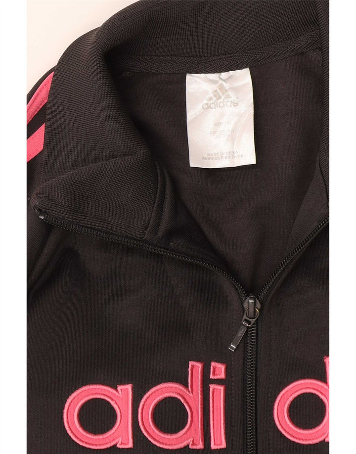 Giacca da ginnastica grafica da donna Adidas UK 10 piccola in cotone nero