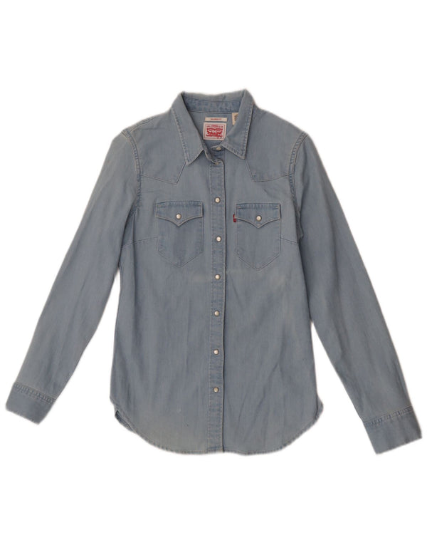 Camicia in denim su misura da donna Levi's UK 4 XS in cotone blu