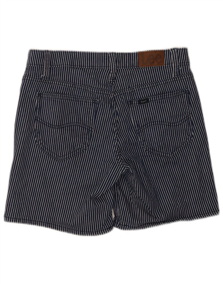 Pantaloncini casual da donna a vita media Lee W30 gessati medi blu navy
