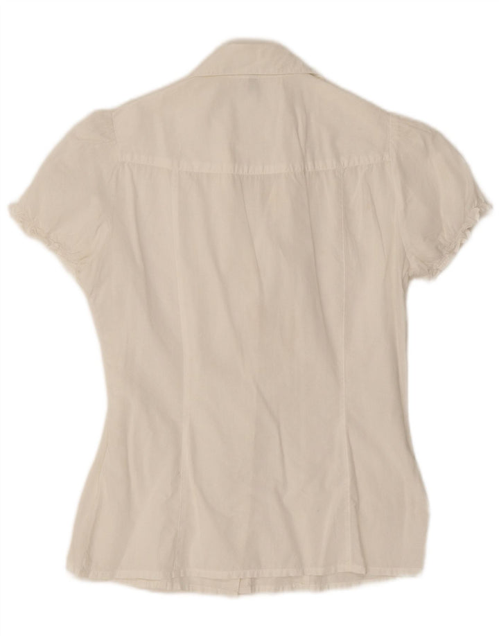 BENETTON Camicia a maniche corte da donna Camicetta UK 12 Medio Bianco