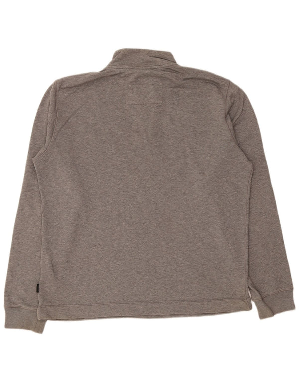 Felpa da uomo Hugo Boss con collo abbottonato, maglione grande, cotone grigio